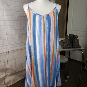 CUTE New Lazy Sunday Blue Sleeveless Summer Midi Dress womens M medium Comfy